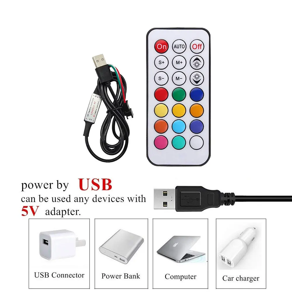 WS2812B LED PixeI Ring+USB 21Key Controller Kit SMD 5050 RGB WS2812 IC Individually AddressabIe 8/16/24/35/45Led Led Module 5V