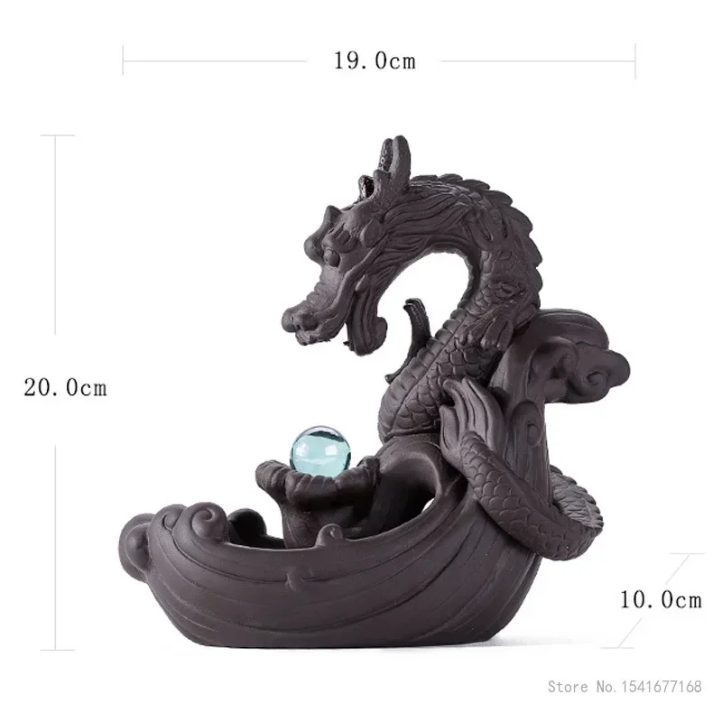 Backflow Incense Burner Lucky Dragon Shape Ceramic Crafts Home Study Living Room Decoration Accessories Aromatherapy Burner, 1Pc