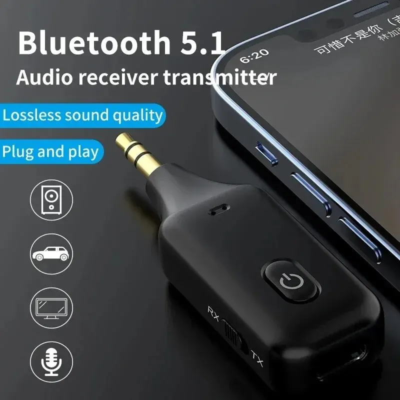 2 in 1 무선 블루투스 5.0 수신기 송신기 어댑터 자동차 음악 오디오용 3.5mm 잭 Aux A2dp 헤드폰 수신기 핸즈프리