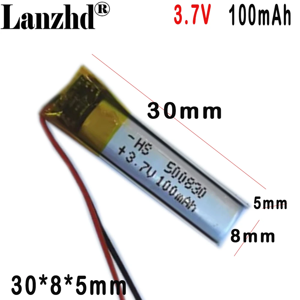 

Li polymer lithium battery 100mAh-3.7V Rechargeable cell For Bluetooth headset smart wearable 500830