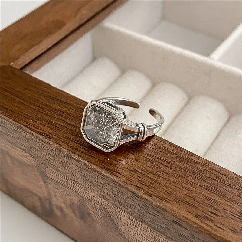 여성을위한  독특한 스퀘어 스톤 링 쥬얼리 손가락 오픈 빈티지 반지 알레르기 파티 생일 선물