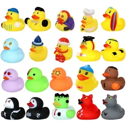 20pcs Cute Bath Toys Swimming Bathing Ducks Squeeze Animal Rubber Toy beach toys Halloween gift