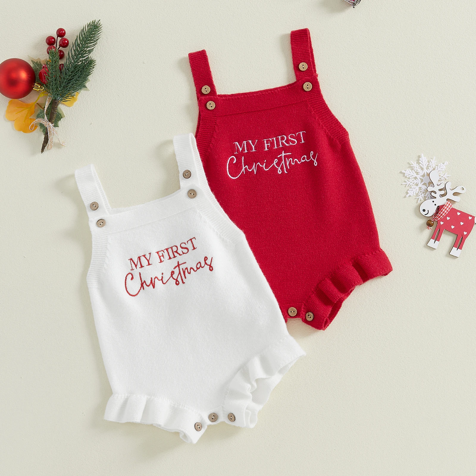MISOWMNJOY Baby Girl Boy Knit Romper Sweater Newborn Knitwear Sleeveless Cute Letter Print Ruffle Kids Bodysuit Infant Overalls