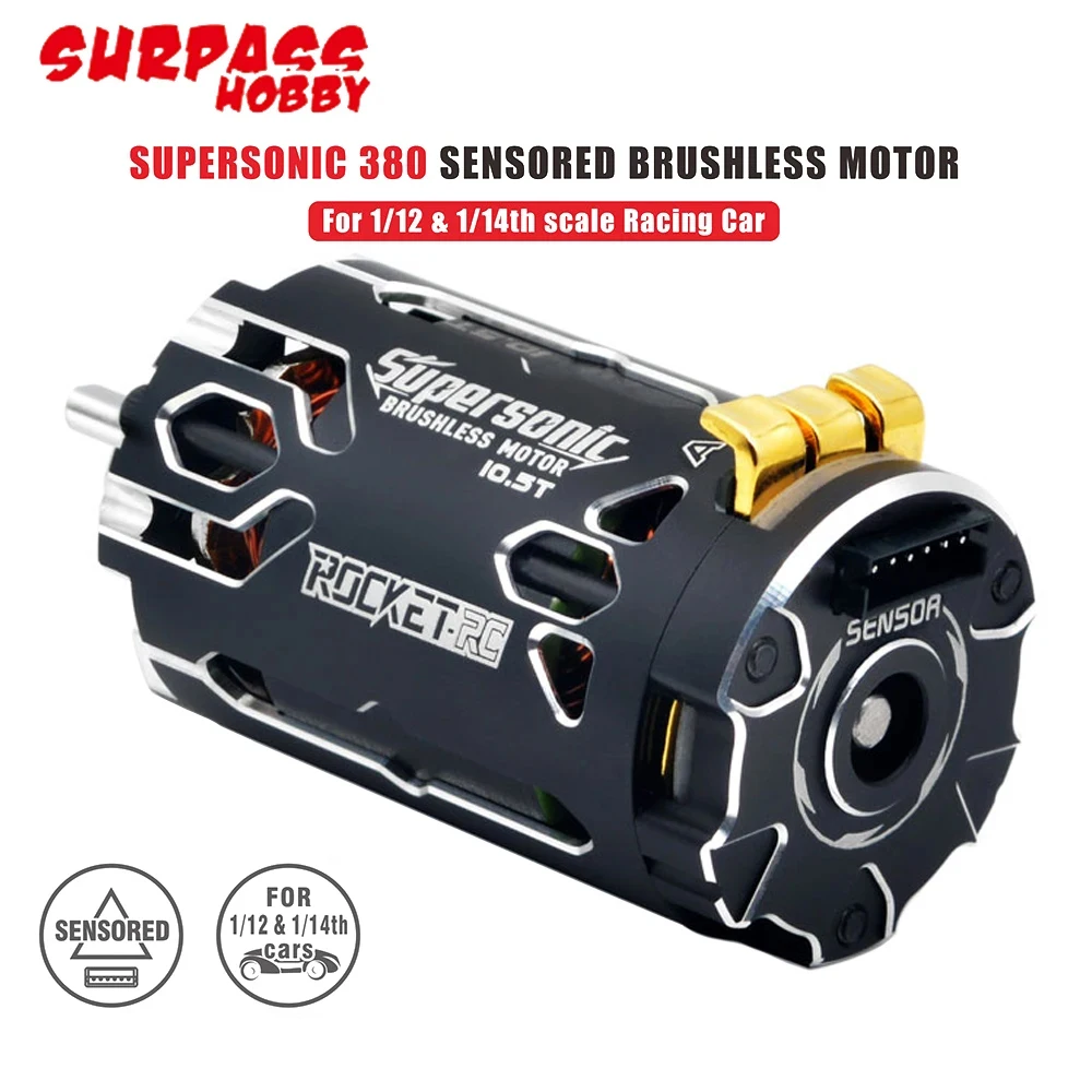 

Surpass Hobby ROCKET-RC Supersonic 380 KV2500/KV3300/KV4000/KV5000 2-3S Sensored Brushless Motor For 1/12 1/14 Scale RC Car