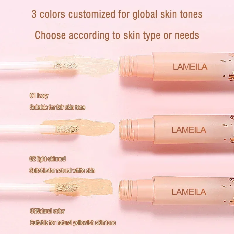 Liquid Concealer 3 Colors Liquid Concealer High Covering Moisturizing Oil Control Foundation Invisible Pores Dark Circles Freckle Face Makeup