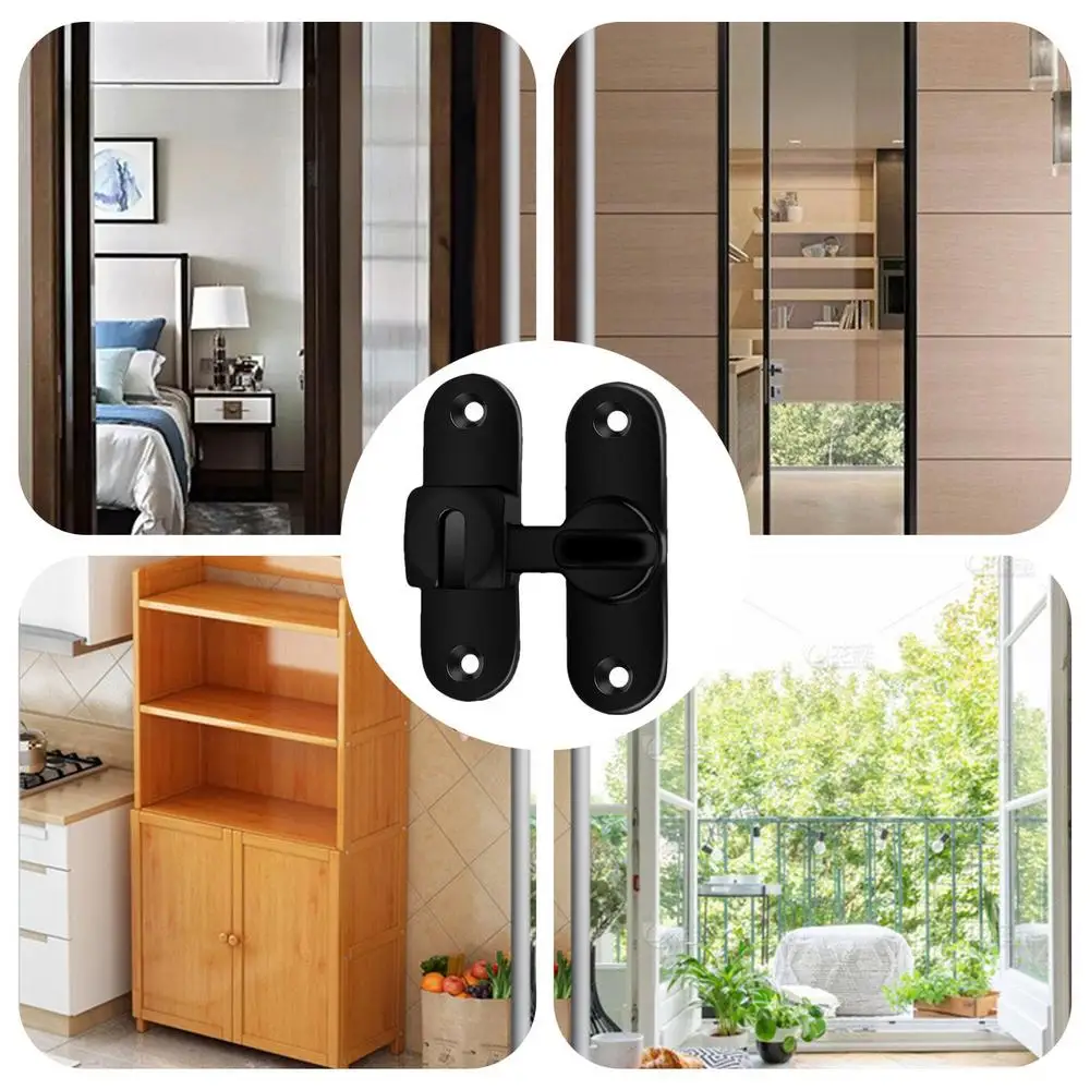 Description Picture 4 of itemBarn Door Locks And Latches 90/180 Sliding Door Latches Punch-Free Barn Door Lock Hardware With 4 Screws Security Door Locks For