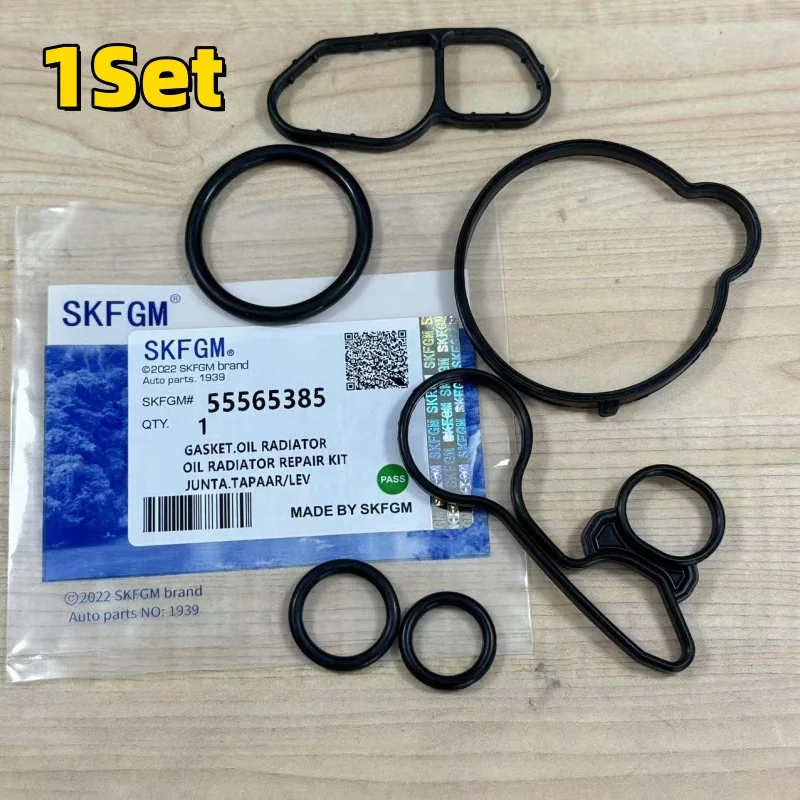 Engine Oil Cooler Filter Gasket Set 1 For Chevrolet Cruze Sonic Trax 1.4L Turbo OEM# 55565385 55568536 55568539 55568540 55565619