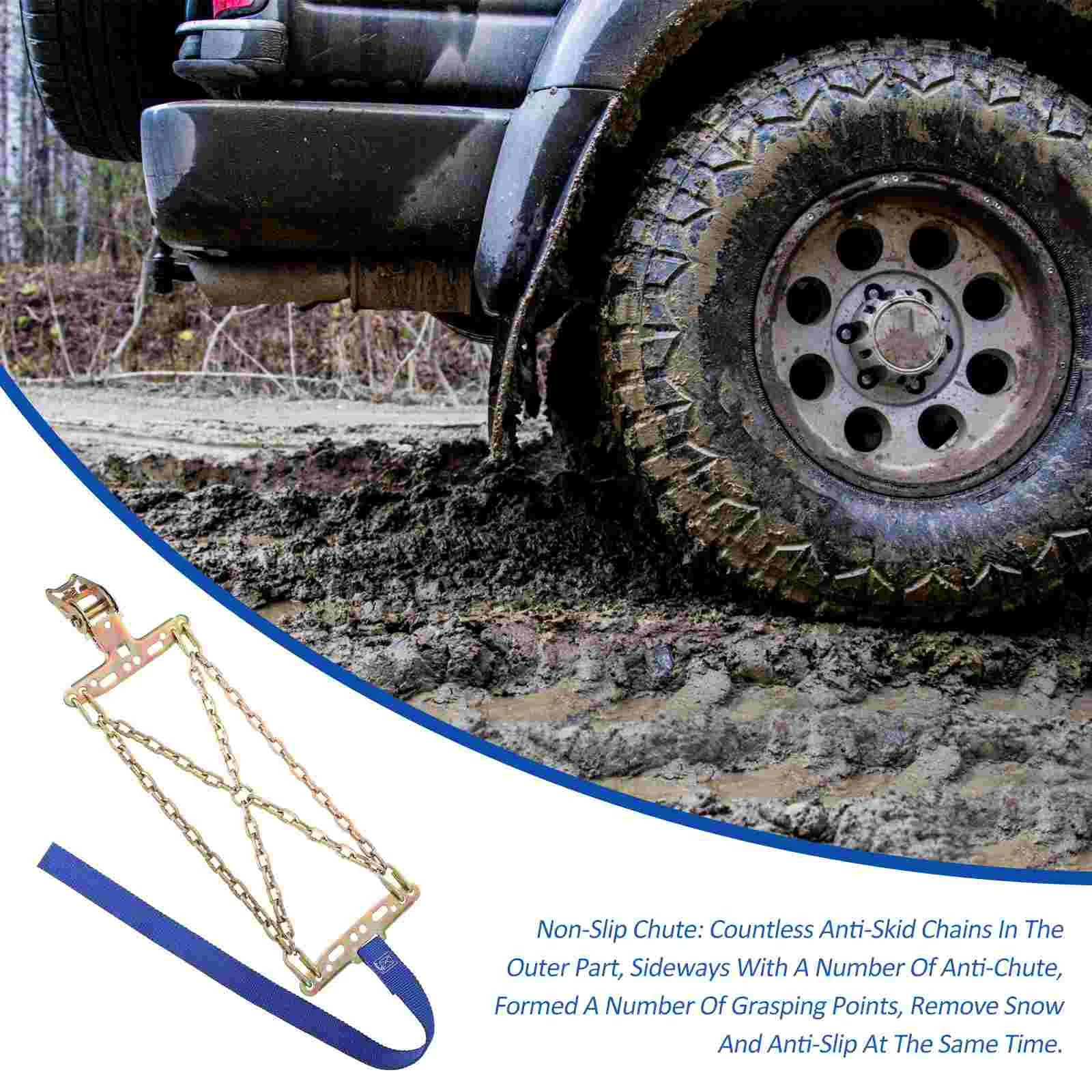 1pc Tire Antiskid Metal Snow Chain Wear-resistant Steel Tire Chain for Snow Road and Sand Road Anti-skid