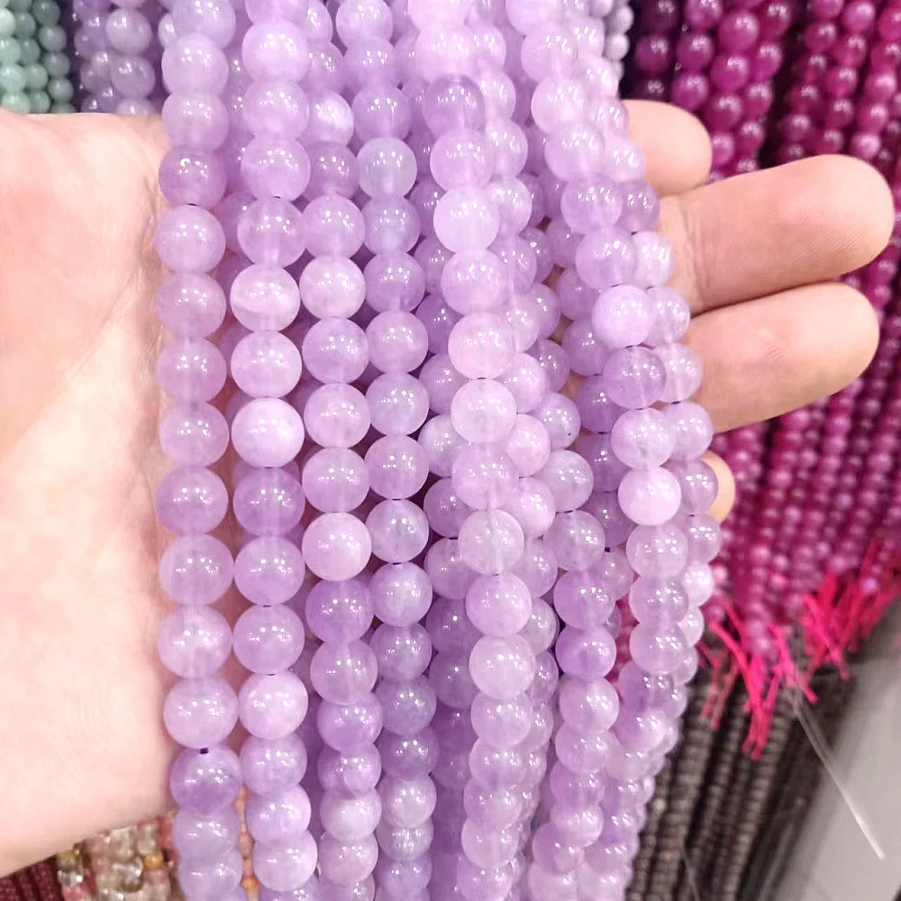 

Charm Natural Stone 6 8 10mm Lavender Amethyst Round Loose Beads for Jewelry Making DIY Necklace Bracelet Quartz Crimp End Bead