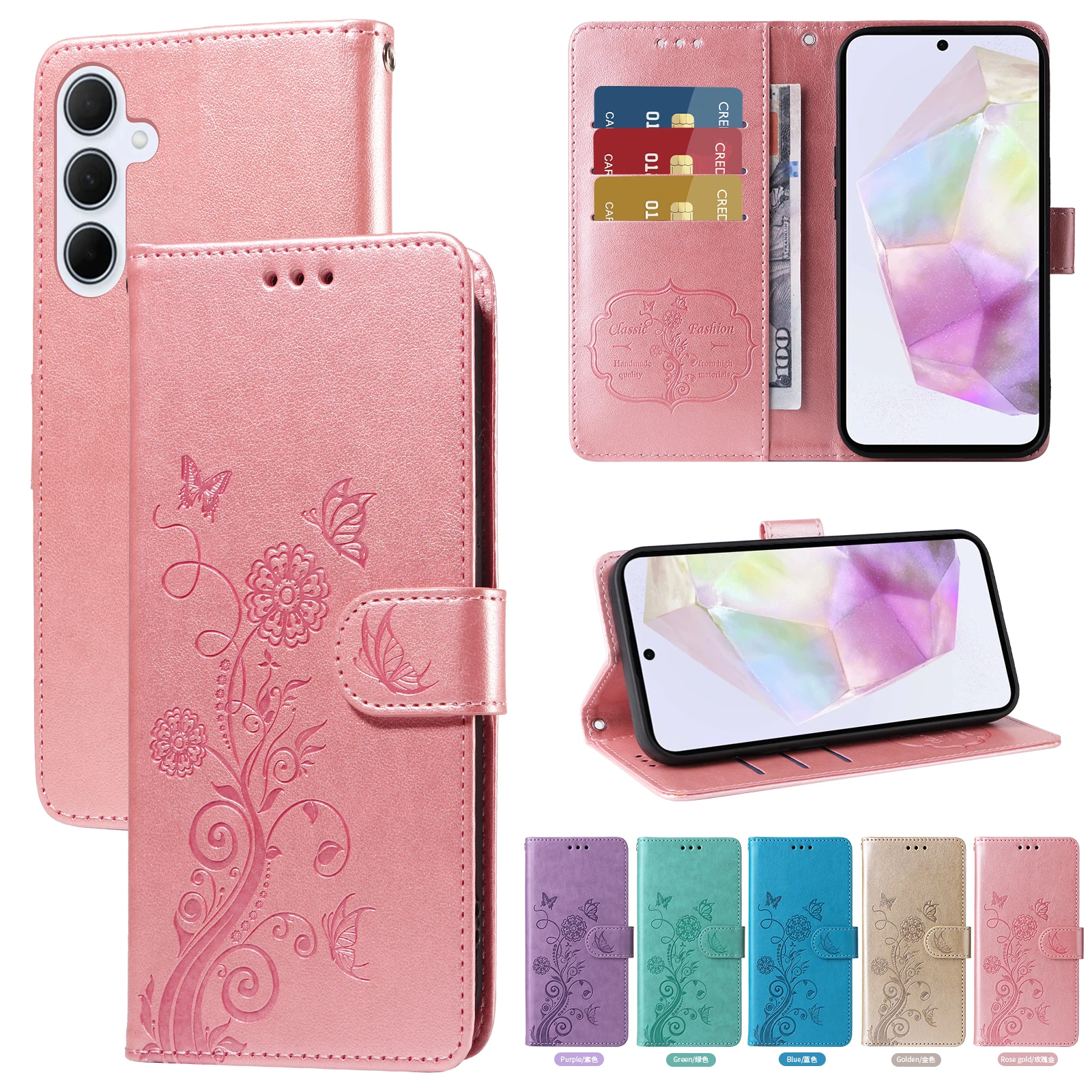Premium Magnetic Leather Wallet Phone Case - Versatile Protection with Card Slots