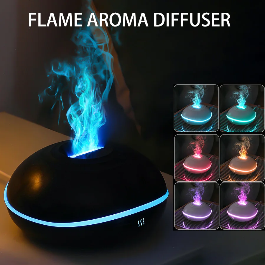 7 Color Aroma Diffuser Led Essential Oil Fire Flame Lamp Air Humidifier Ultrasonic Mist Maker Fogger  Aroma Fragrance Diffuser