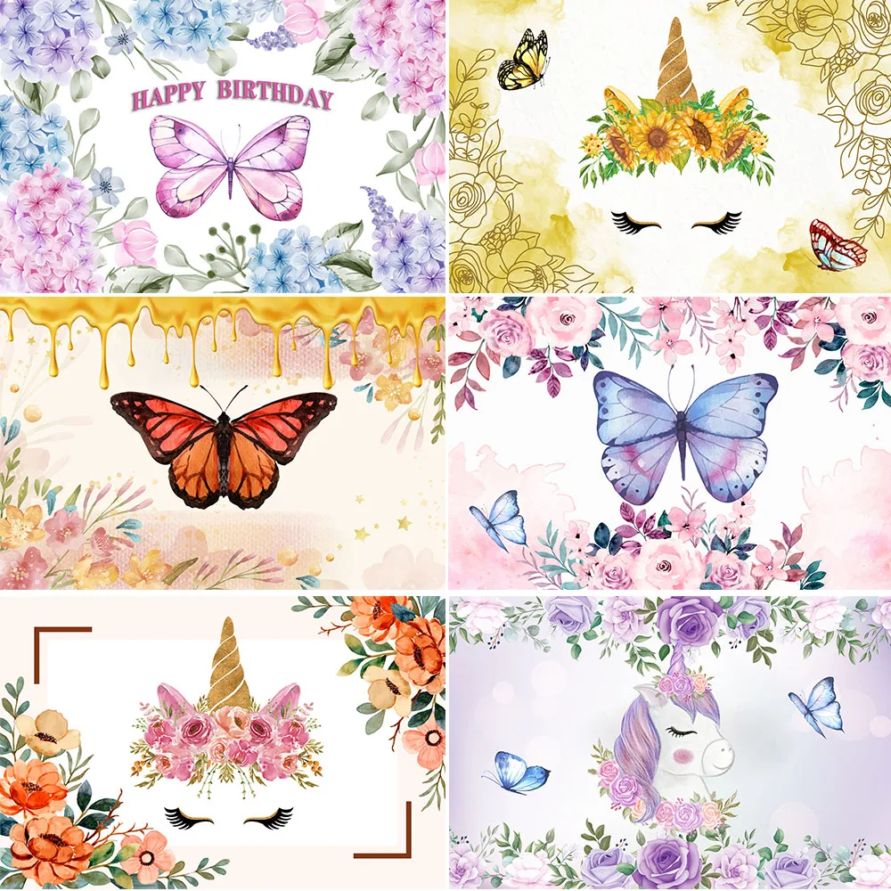 Butterfly Princess Flowers Birthday Party Decoration Backdrop Baby Shower  Hanging Flag Photographic Backgrounds For Photo Studio| | - AliExpress