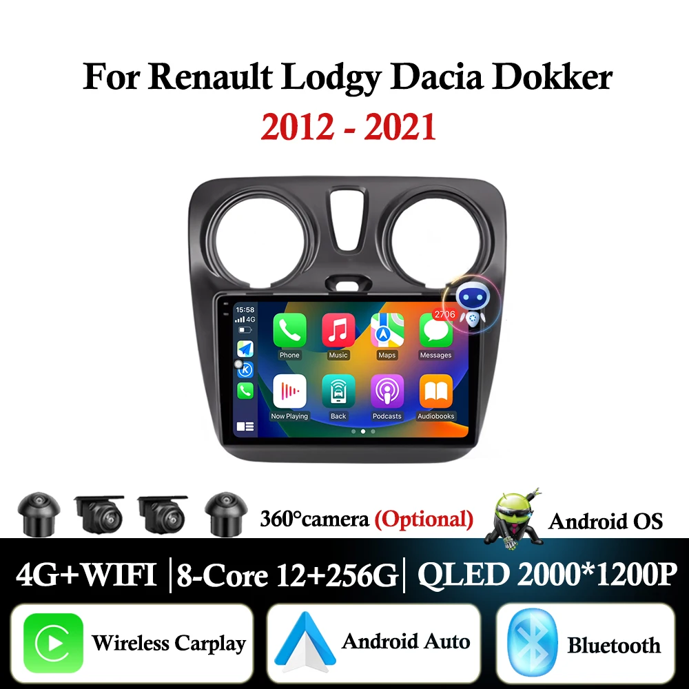 Reproductor Multimedia de Radio de coche Android para Renault Lodgy Dacia Dokker 2012 2013 2014 - 2021 Autoradio Carplay WIFI DSP estéreo 1