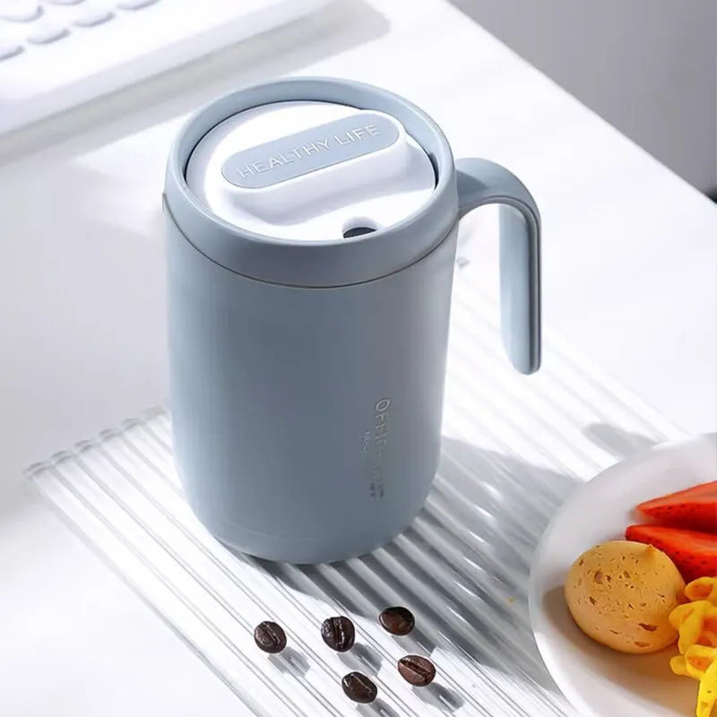 Grey Creative PP Liner Drinking Cup Portable Office Large Capacity Covered Milk Coffee Cup Gift For Kitchen Travel Domestic plastic cup 1pc