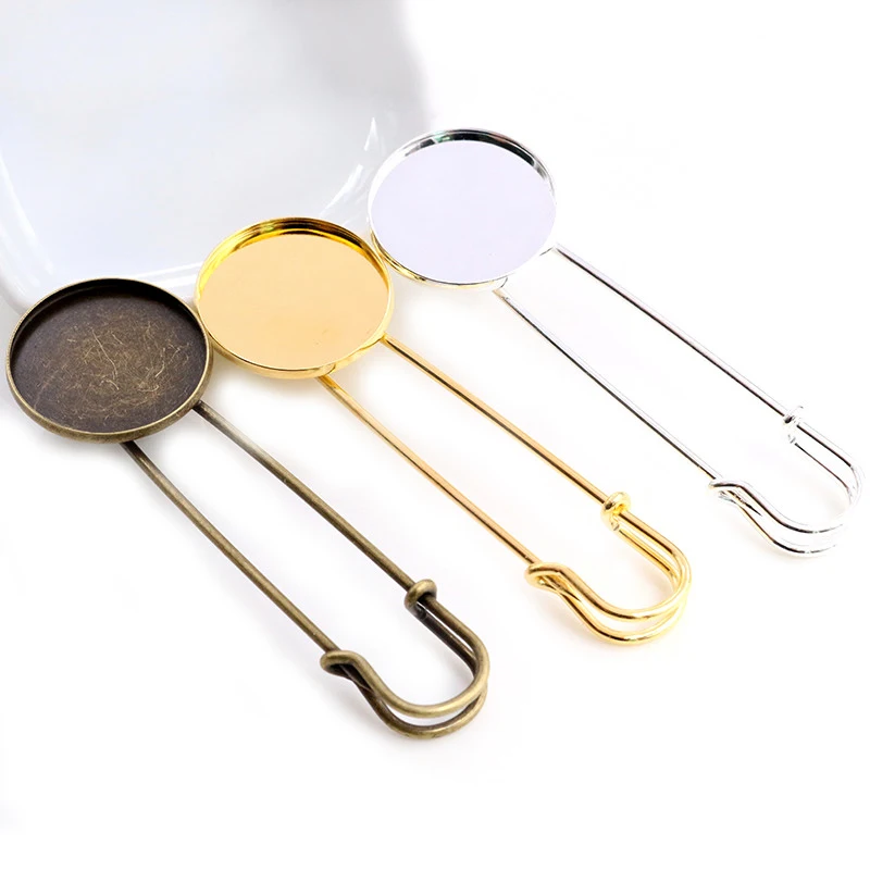 5pcs 18mm 20mm 25mm Innere Größe Helle Silber/Gold Überzogene Bronze Brosche Pin Einfache Stil cabochon Basis Einstellung Anhänger
