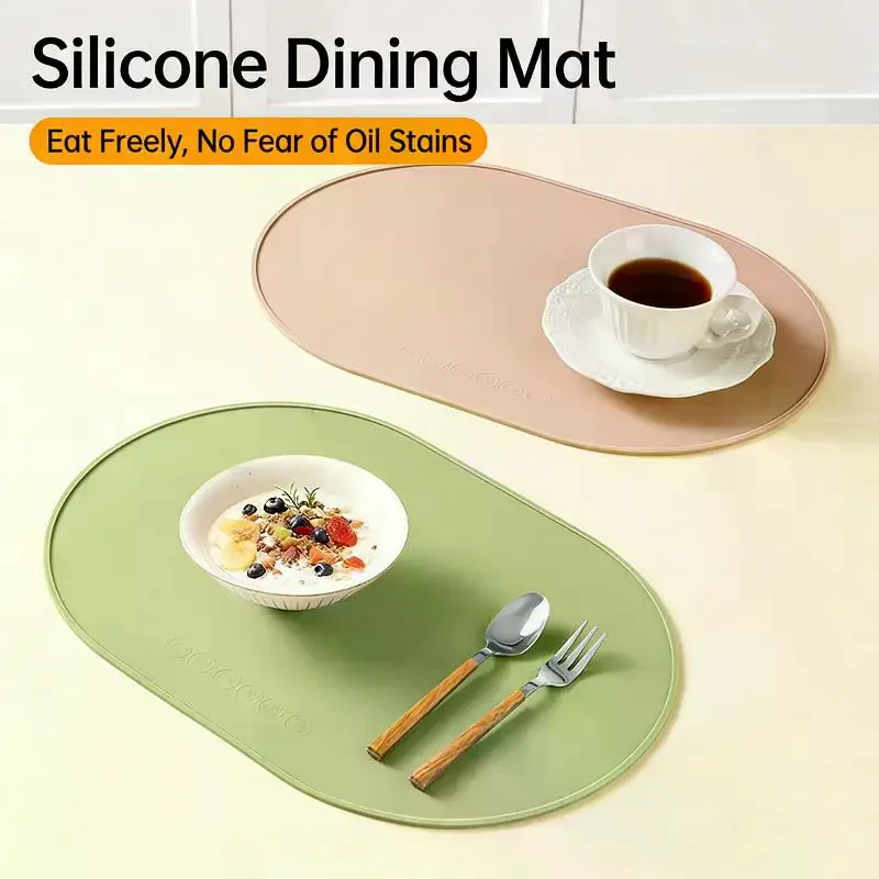2/4PCS 실리콘 플레이스매트 내열성 재사용 가능 휴대용 방수 얼룩 방지 청소가 용이한 식탁 매트