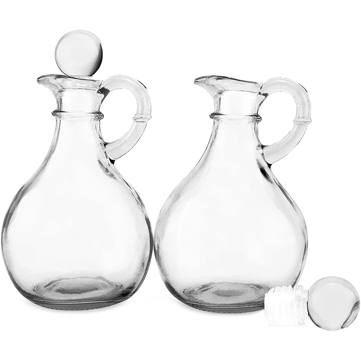 

Glass Oil and Vinegar Bottles (2 Piece Set) Round Bottle with Stopper