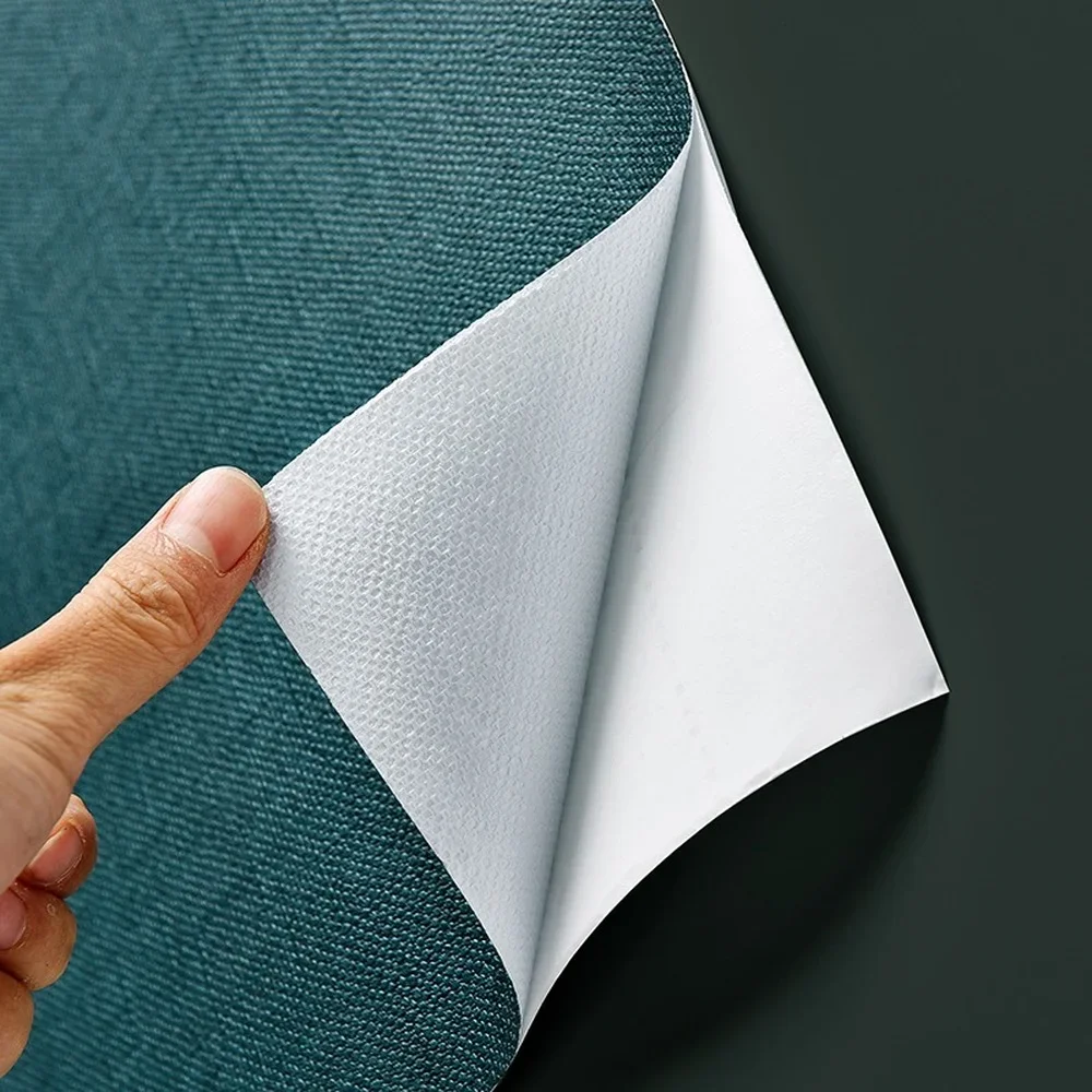 리넨 질감 홈 데코 자체 접착 DIY 벽지, 거실 침실 벽 데칼, PVC 비닐, 방수 접촉지