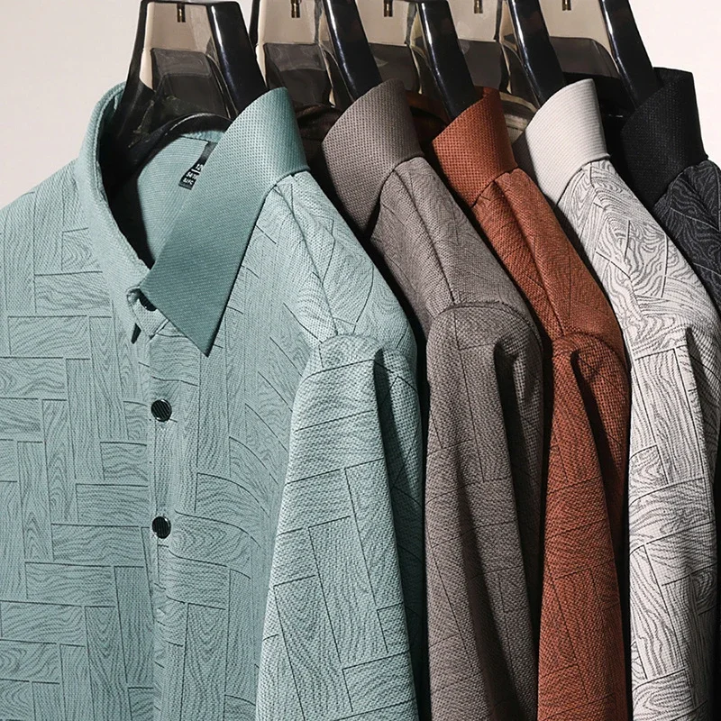 Polo Casual da Uomo con Stampa Geometrica, Colletto a Contrasto, Manica Corta, Traspirante, per Uso Quotidiano Estivo - immagine 6