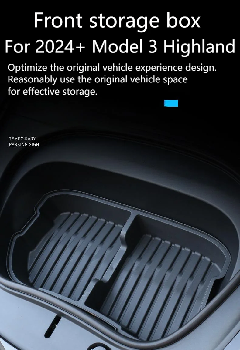 For Tesla New Model 3 Highland 2024 2025 Front Trunk Storage Box Front Organizer