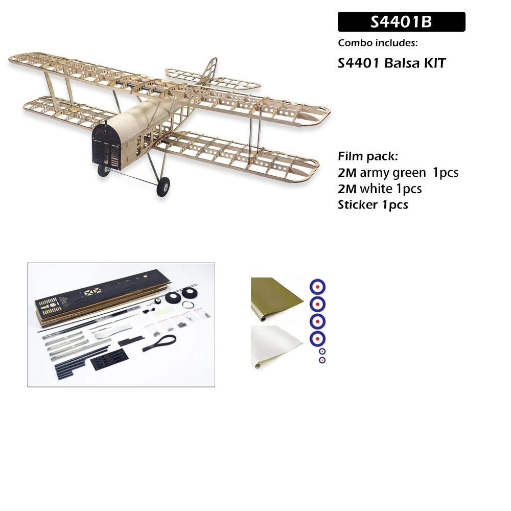 Balsa Wood Biplane Warbird RC Airplane Kit