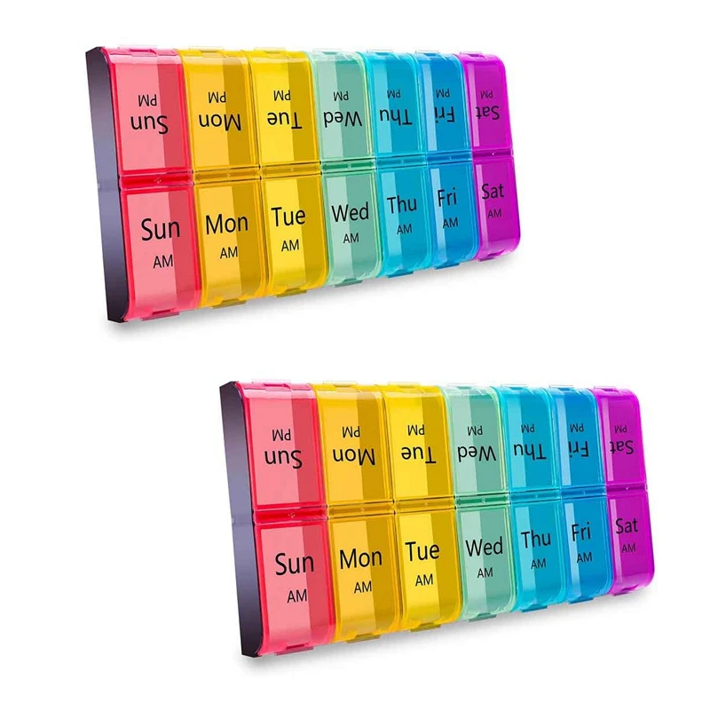 2X Weekly Extra Large Pill Organizer 2 Times A Day, Am Pm Pill