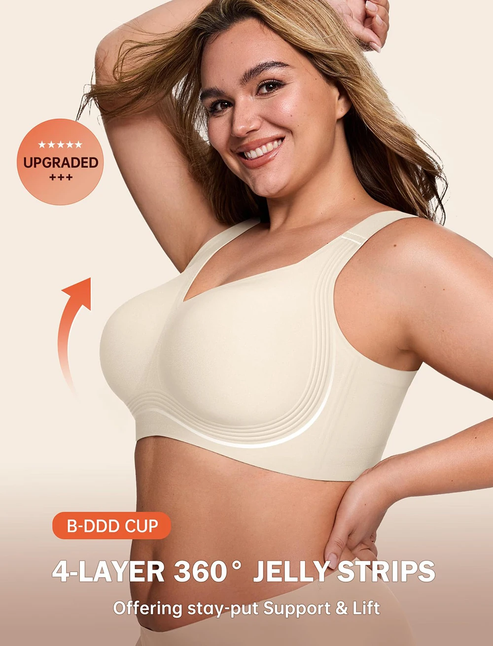 Plus Size Push Up Jelly Bra Seamless No Underwire Bras Full Coverage Brassiere Hide Back Fat Tshirt Bras Comfort Daily Bralette
