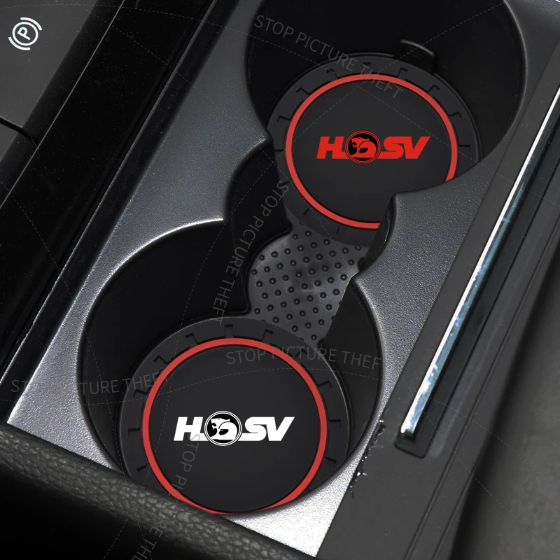HSV Holden 특수 차량 엠블럼 크루즈 그랜지 클럽스포츠 자동차 코스터 방수 미끄럼 방지 고무 매트 워터 컵 슬롯용 2pcs/1set