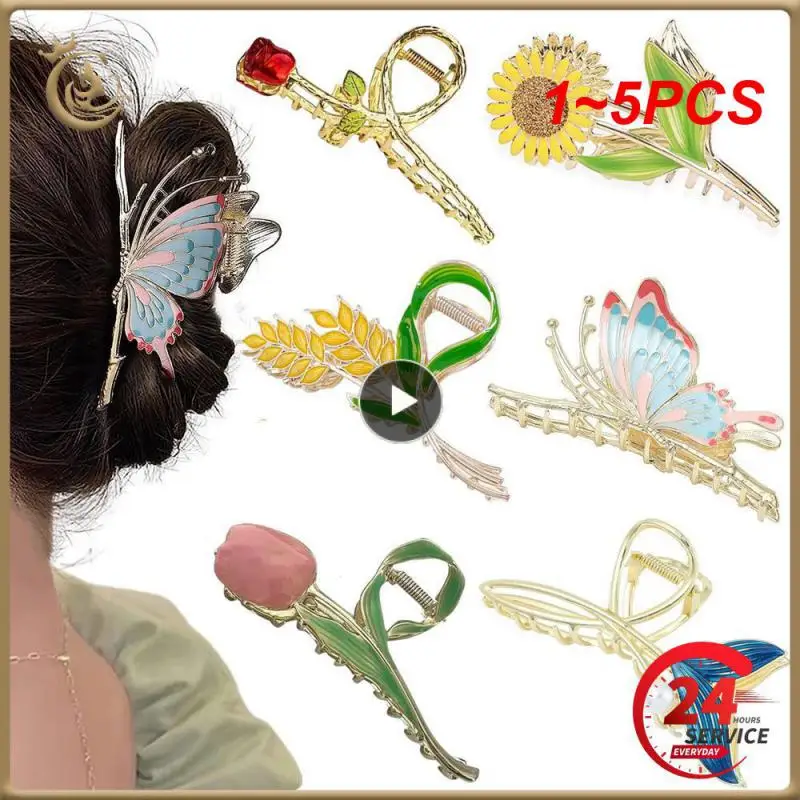 

1~5PCS Fashion Butterfly Hair Clip Geometric Hair Claw Grab Metal Hair Accessories For Women Trendy Headwear