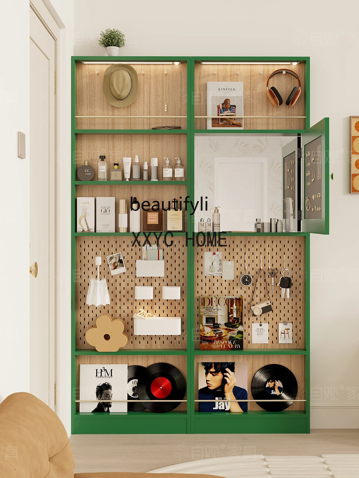 

Шкаф для хранения ювелирных изделий в стиле ретро, тонкий зеленый шкаф для прихожей, уголок для маленькой квартиры, стойка для журналов