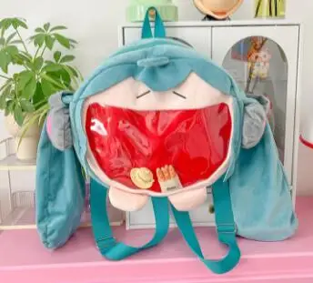 Hatsune Miku Shoulder Bag Backpack Cute Anime Girl Plush Cartoon Kawaii Knapsack Student Bag Packet For Kids Gifts Toys