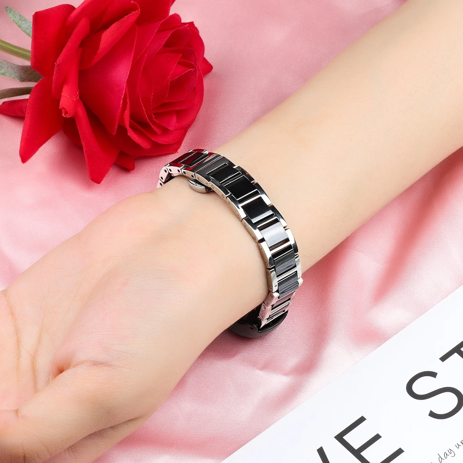 Ceramic＋metal strap for Xiao Mi Band 8 7 6 5 4 3 Stainless Steel Smart Bracelet Wristband For Miband 8 Belt for miband 7 Correa