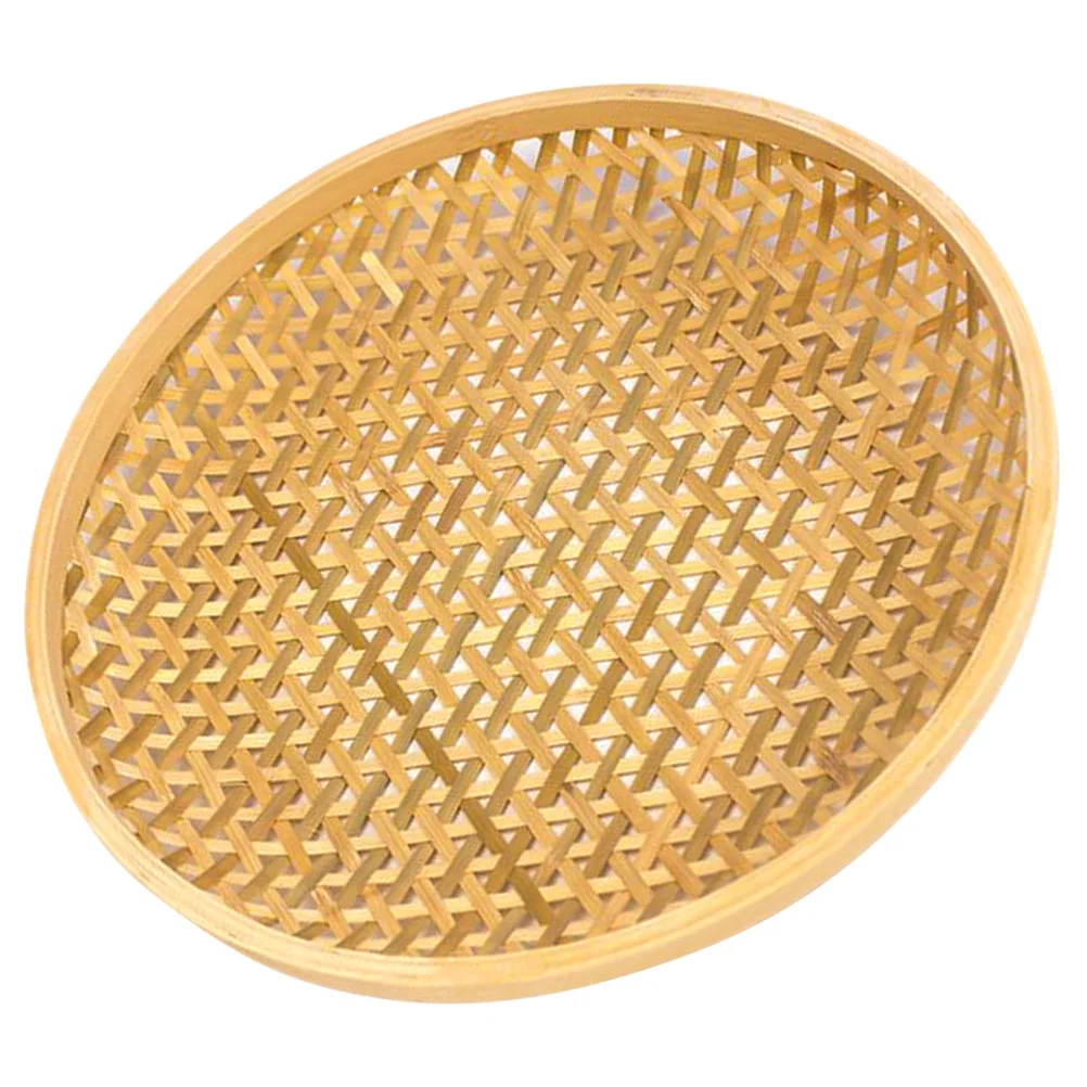 Fruits Basket Bamboo Woven Snack Plate Storage (large Size) Decorative Desktop Tray Manual Serving Food 6