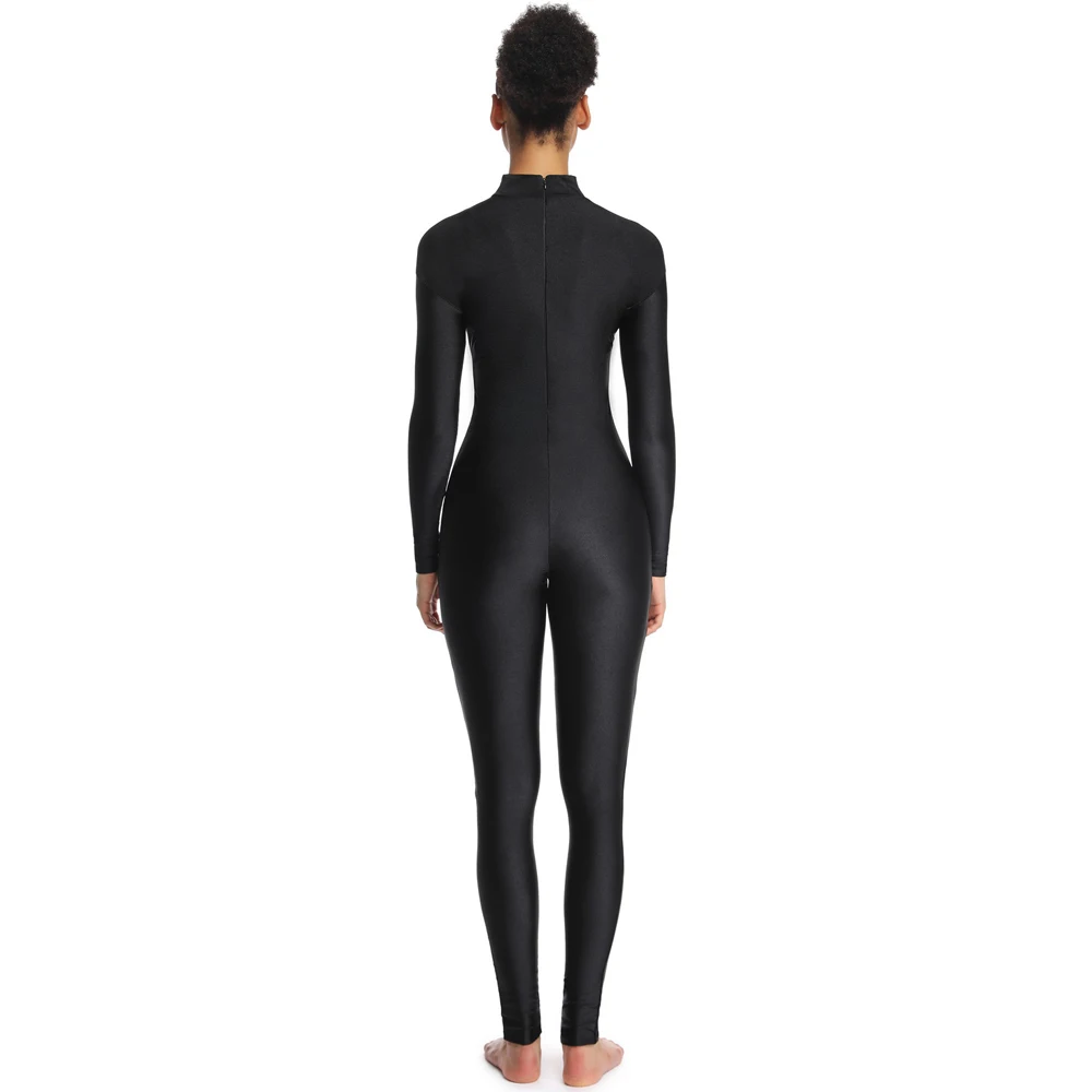 Cosplay Costume Adult Unitard Women High Neck Long Sleeve Unitard Spandex Turtleneck Full Body Unitard Dancewear One Piece Stage Performance Catsuits