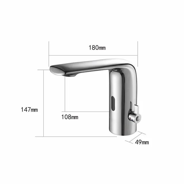 ก๊อกน้ําเซ็นเซอร์ห้องน้ําวัสดุทองเหลืองเต็มแรงดันไฟฟ้า AC 220 และแรงดันไฟฟ้า DC 6 รวมถึง 2 ท่อ 4