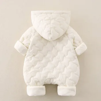 AYNIGIELL أواخر الخريف أوائل الشتاء الطفل بذلة سميكة الدافئة الرضع مقنعين داخل الصوف السروال القصير الوليد الملابس المبطنة بالقطن 5