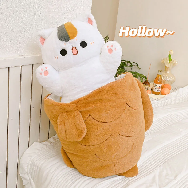 80X45cm Kawaii Taiyaki Cat Plush Toy Rabbit Hiding in  Carrot Dog in Big Bones Ferry Animals Plushie Throw Pillow For Kids Girl