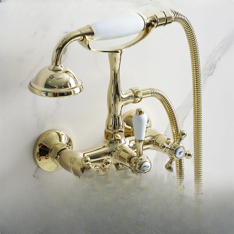 

Bathtub faucet cylinder-side heightening base zirconium gold ceramic holding telephone shower.