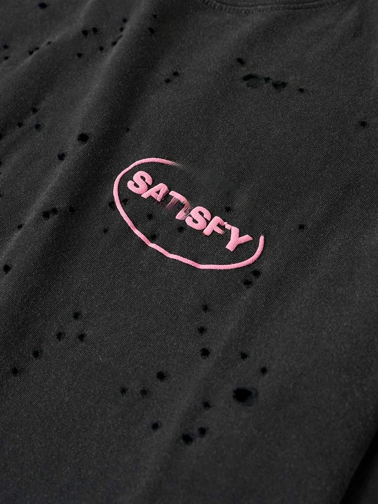 High Quali Satisify Motech round Ne Distred Cotton ort Sve T-irt Running Print Loose Fit Summer Breathable Yout...