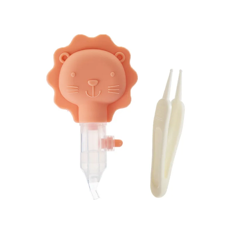 Baby Cartoon Nasal Aspirator Tweezer Set Get Storage Box Soft Silicone Children Anti-Backflow Nasal Aspirator Baby Health Care