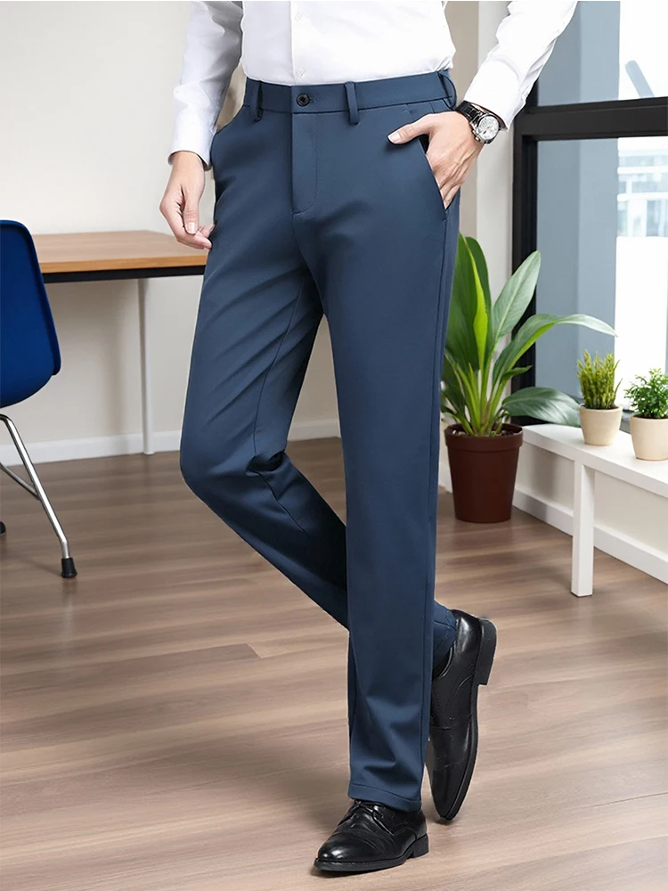 Pantaloni casual da uomo nuovi autunno 2025 Business Office Pendolari Pantaloni slim fit ad alta elasticità Pantaloni eleganti antirughe da festa 1