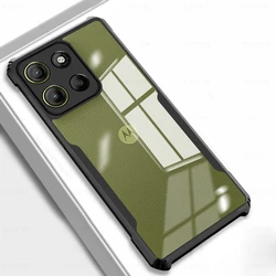 Acrylic Transparent Shockproof Protective Phone Case with TPU Soft Frame for Motorola Moto G05 (Black-01)