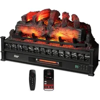 Flame 30 in.WiFi Infrared Quartz Electric Fireplace Log Heater with Sound Crackling,Realistic Pinewood Logs,Remote Control 1