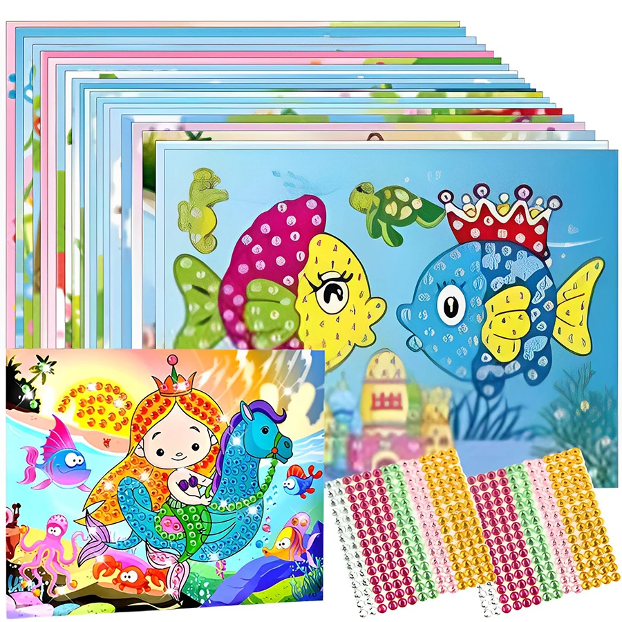 4-12 pezzi di cartone animato diamante cristallo mosaico adesivo pittura fatta a mano fai da te colore diamante pittura carta creativa kit artistici fai da te 2
