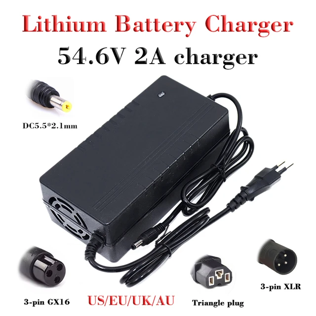 54.6V 2A Lithium battery Smart Charger 48V 2A charger AC 110-220V