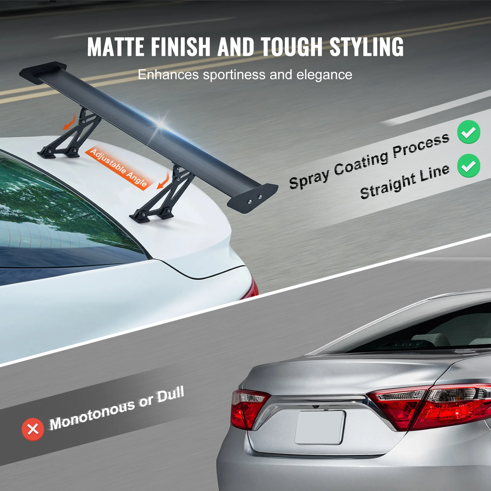 SucceBuy GT Wing Car Spoiler 43.3 inch Universal Spoiler with Single Deck Adjustable Lightweight Aluminum Car Rear Spoiler Wing