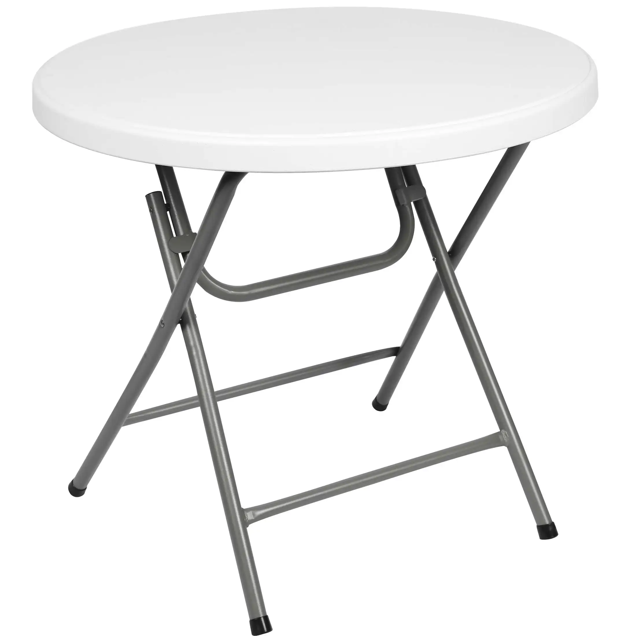 

SUGIFT 32 inch Bar Height Folding Table White Round Plastic Table fot Indoor Outdoor, White
