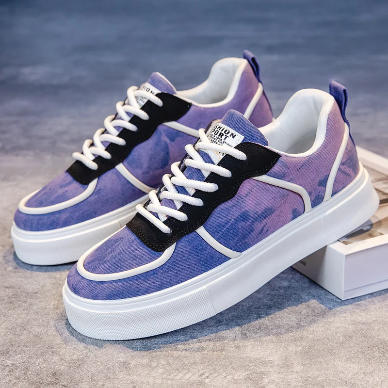 

New Fashionable and Trendy Casual Purple New Sports Low Top Board Shoes, Classic Popular Men's Shoes for Students and Teenagers
