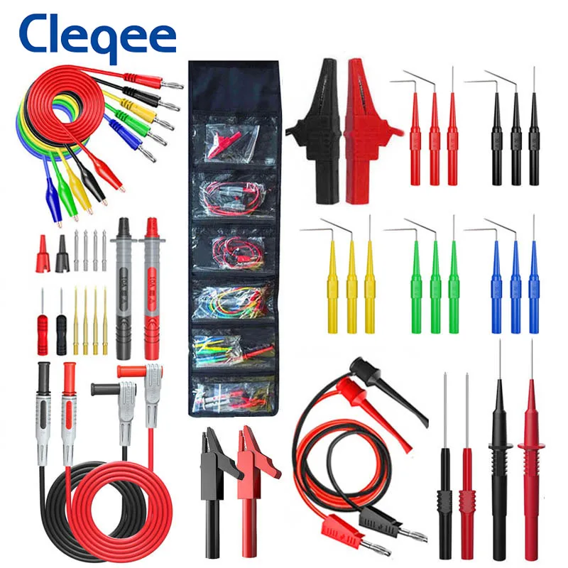 Cleqee P1947 46PCS Multimeter 4mm Banana Plug Test Leads Kit
