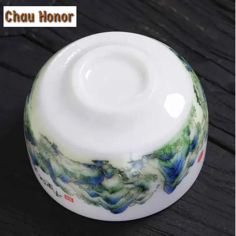 Boutique Mutton Fat Jade Painting White Porcelain Teacup Handmade Household Kungfu Teaset Tea Ceremony Accessories Birthday Gift